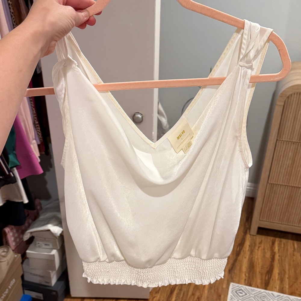 Maeve / Anthropology Cream Sleeveless Blouse